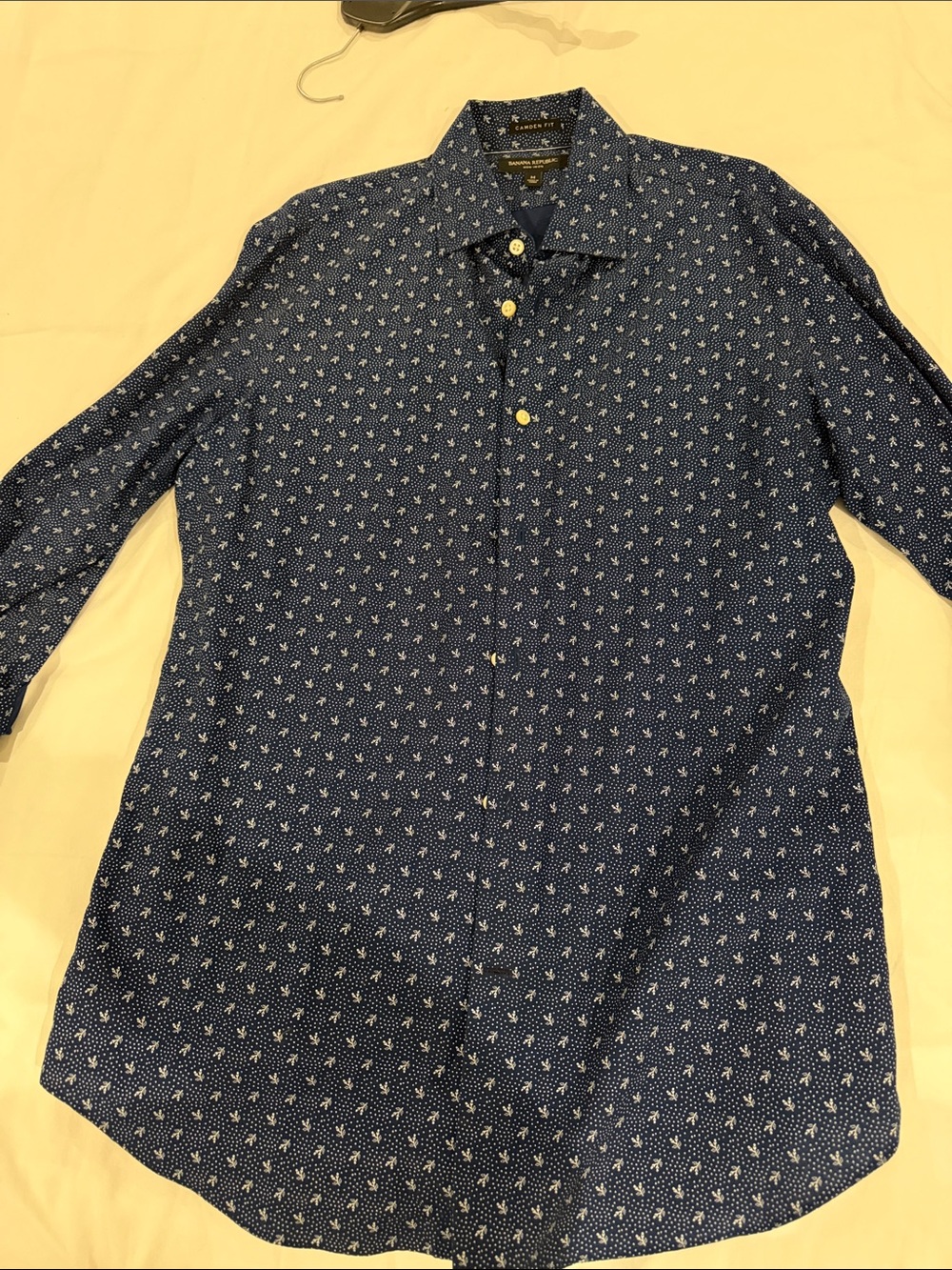 Banana Republic Navy Micro-Pattern Cotton Button-Down Shirt